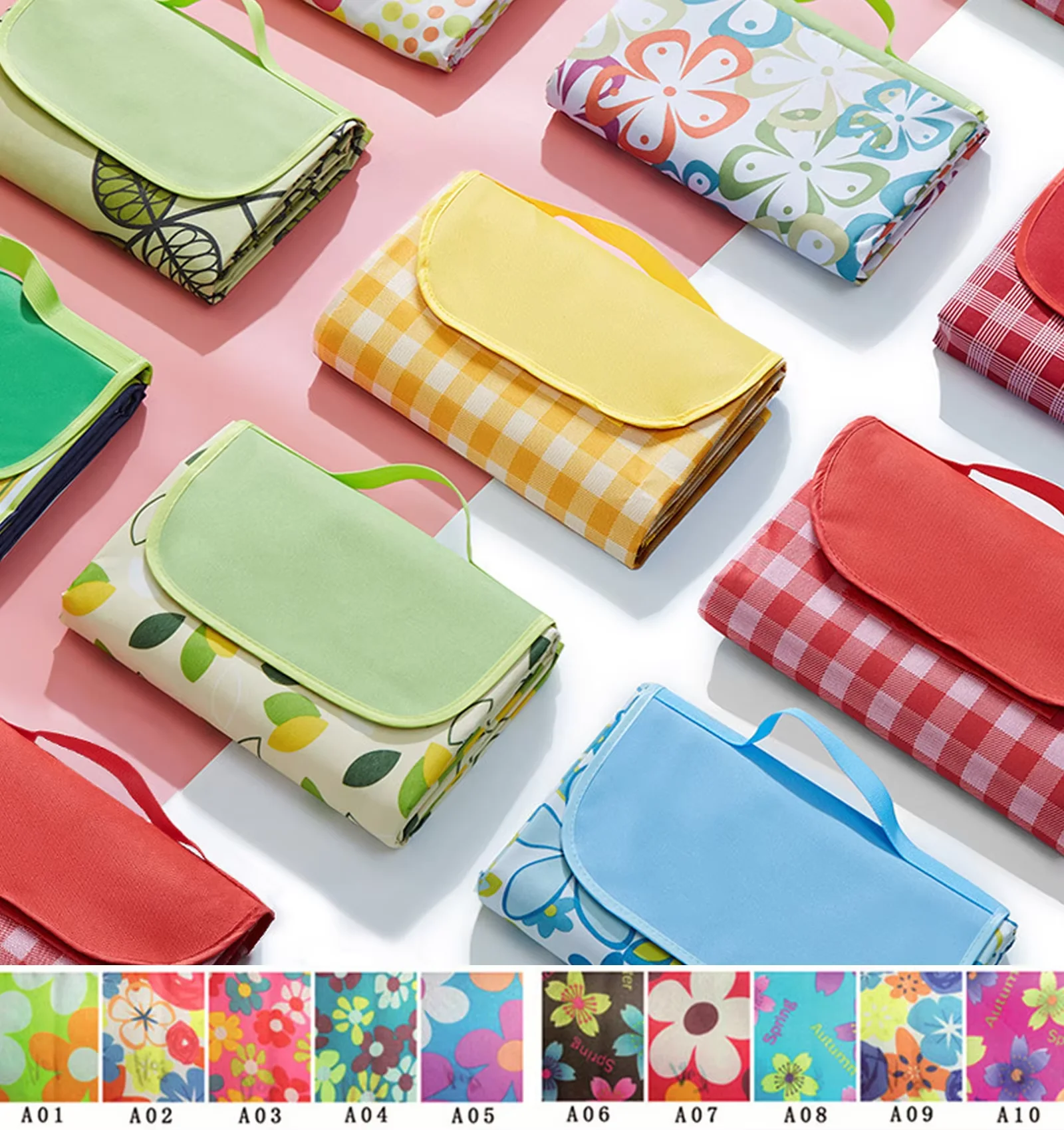 Outdoor Plastic Custom Printed Recycled Beach 5 X7 Camping Oxford Picnic Rugs Australian Flowers Design