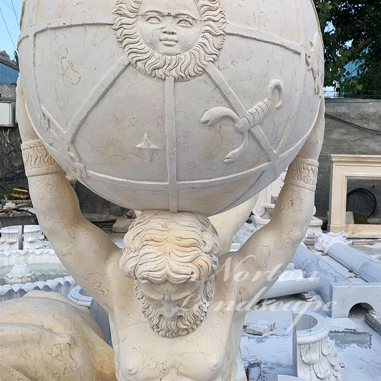屋外の庭の装飾等身大の石の彫刻大理石ギリシャの神々アトラス