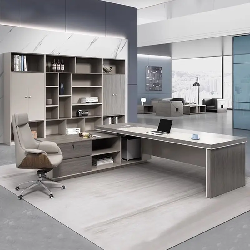 Office Modern Executive l Shaped Computer Desk Ceo Manager Work Simple Furniture Luxury for Room Table Customizable With Drawers image 2