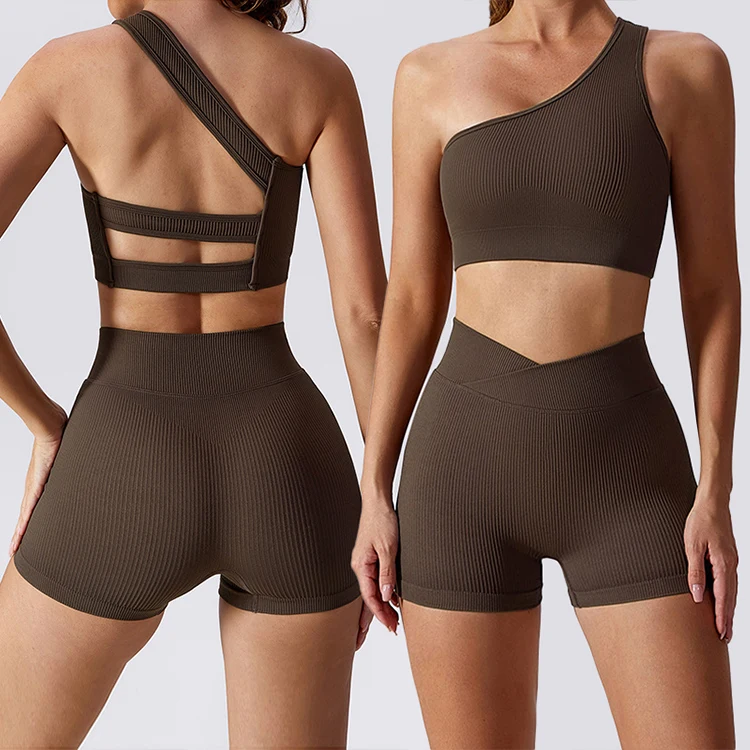 2 Piece Workout Shorts Sets Ribbed Yoga Clothing Suppliers Ladies