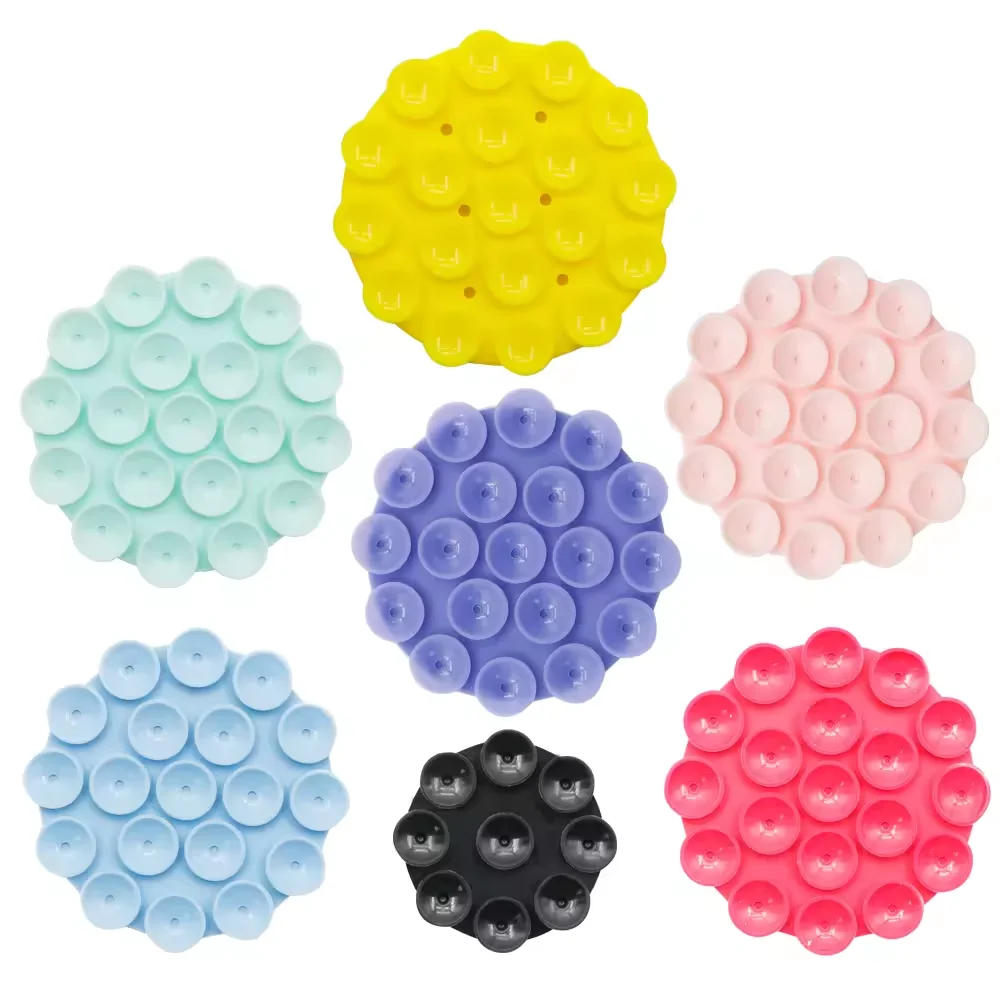 Custom Small Round Silicone rubber Pad wih suction cups on backside Vacuum adsorption Non-slip holder wit 3M adhesive