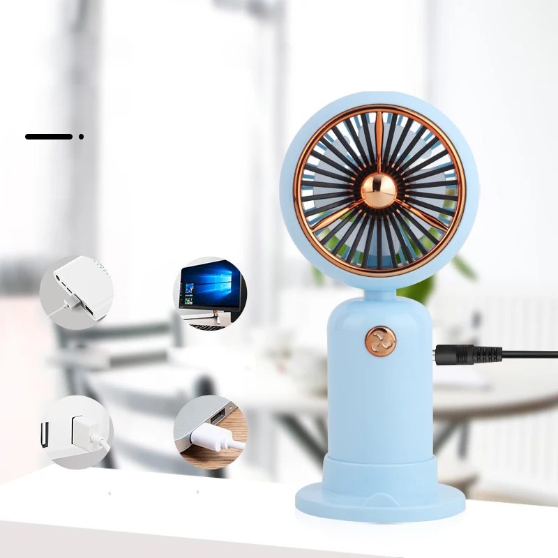 Portable Mini USB Rechargeable Personal Fan Handheld Small Desk Fan Base Eyelash Makeup Travel Car Application Cooling Feature