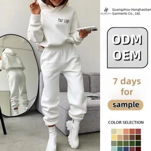 ODM OEM Custom Two Piece Sweatsuit Set Women Solid Sports Wear Women Set Long Sleeve Training Tracksuit