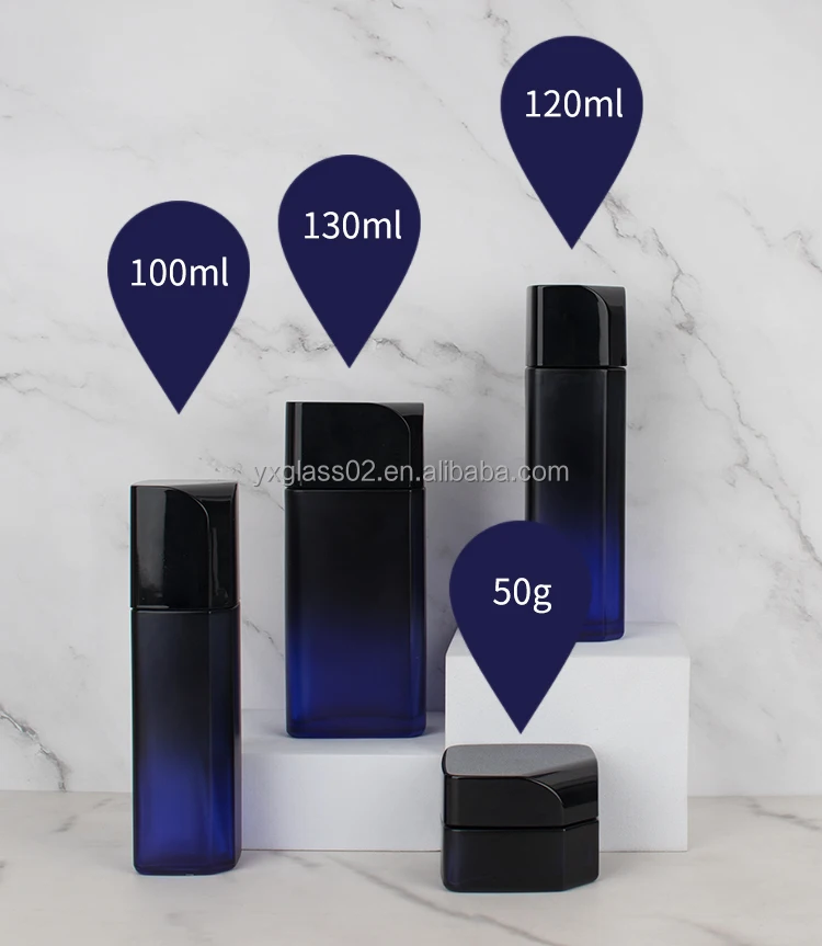 Luxury irregularity shape cosmetic glass bottle set Unique design man Skincare cosmetic packaging glass suit container supplier