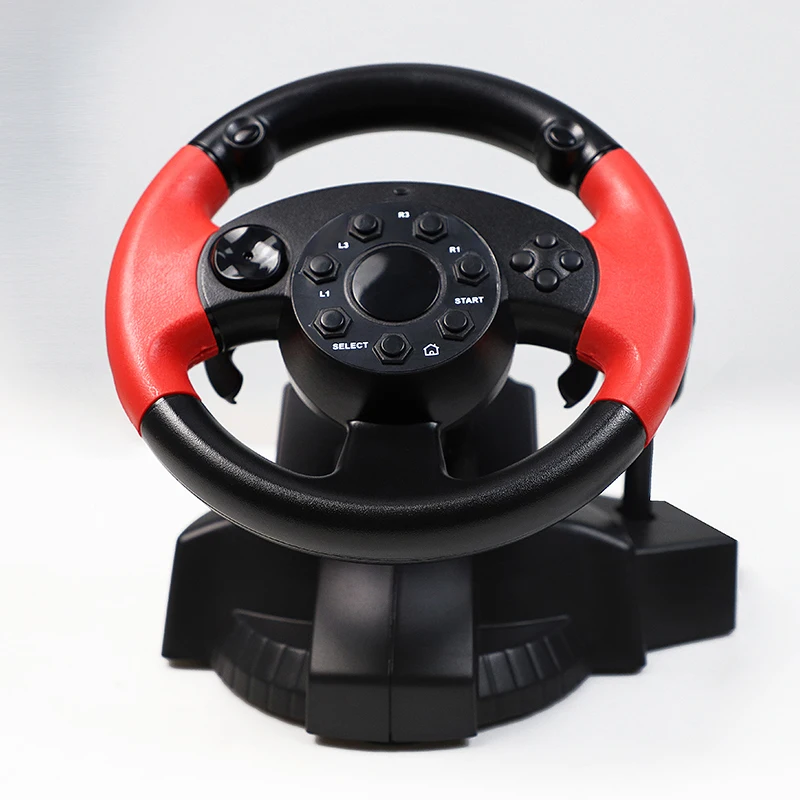 Black and Red 3 in 1 Manual an Hand Brake Volante Y Pedal Car Racing Driving Game Steering Wheel Joystick Set for Pc PS2 PS3 Kit
