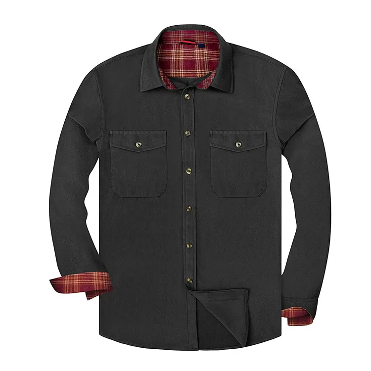 Solid Color Flannel Men Cotton Casual 