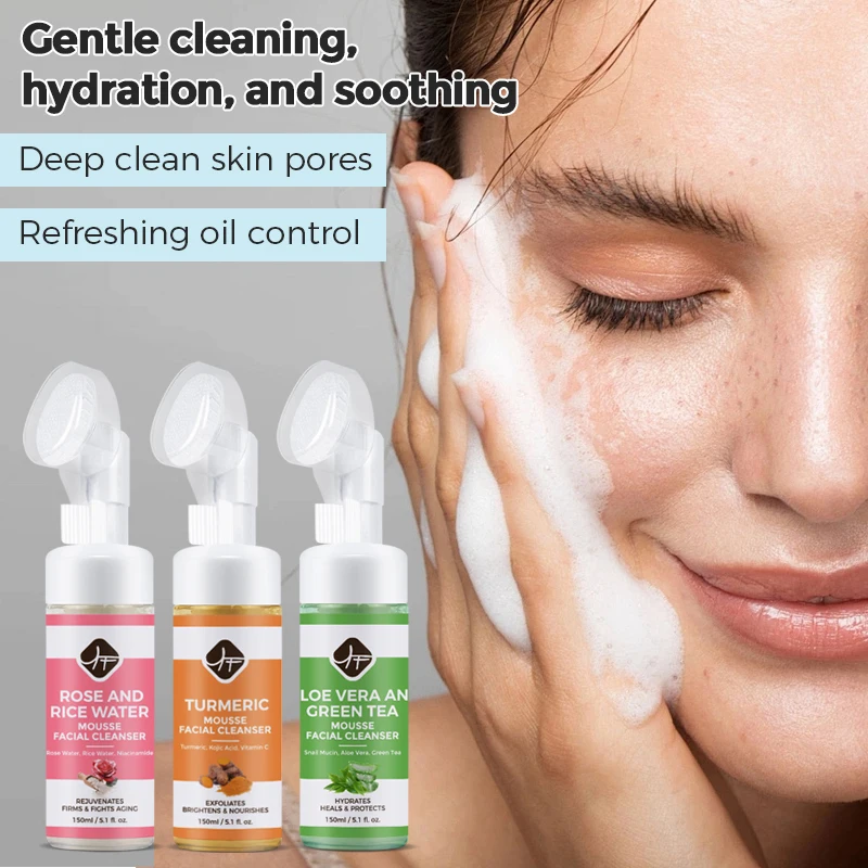 Private Label Natural Aloe Vera Gel Green Tea Forming Cleanser Vegan Kojic  Acid Turmeric Face Cleanser Rice Water Face Wash