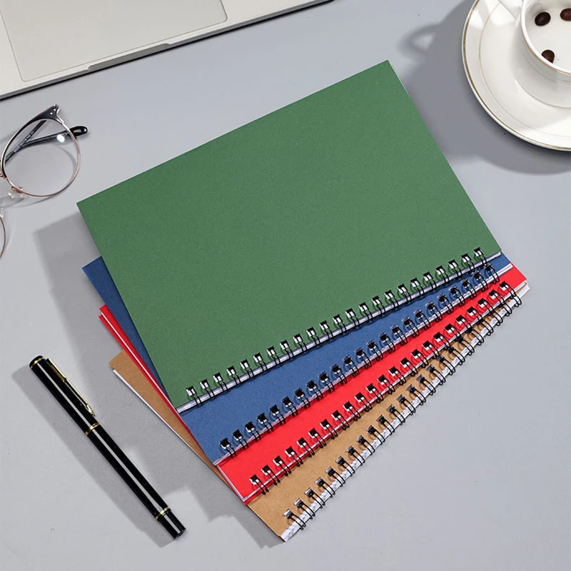 Custom logo print a5 kraft paper cover with printed spiral notebook cover coil notebook a5 cheap promotion notebook