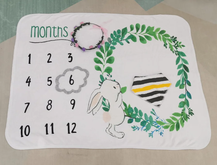 Newborn Baby Soft Photo Props Memory Monthly Milestone Blanket supplier