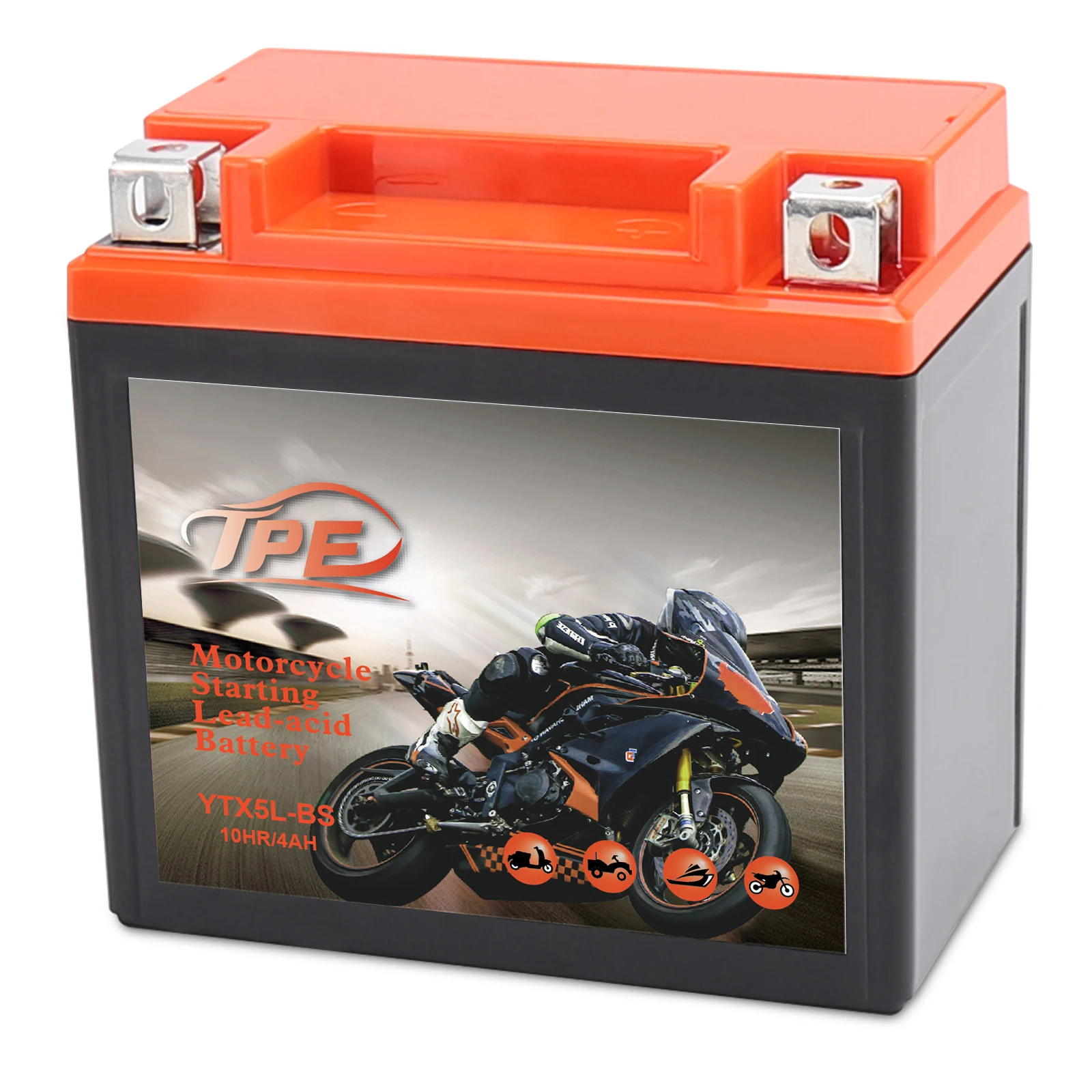 Batería de Motocicleta de Alta Calidad TPE12V5AH YTX5L-BS Sin Mantenimiento de Larga Duración Batería de Ácido Plomo