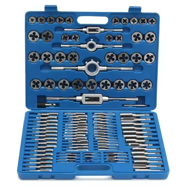 110Pcs Professional Hand Tool Box Metric Tap And Die Set Thread Tapping and Cutting Machine For Steel Screw