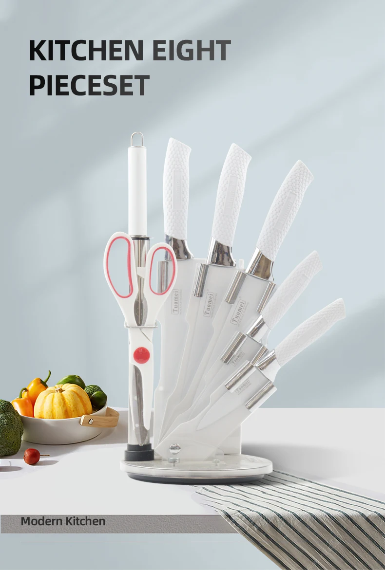 Professional Chef Knife Sets With Sharpener Scissors Stainless Steel