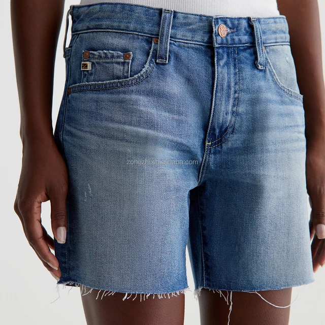 Custom Women's Denim Shorts Design Summer Pure Cotton Denim Washed Shorts Street Wear Relaxed Slim-Fit Shorts