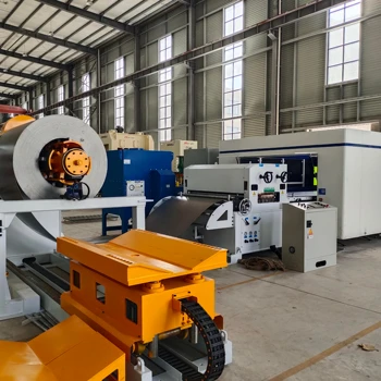 Coil  laser cutting automated production line and Roll to roll steel metal coil feed laser beam cutter