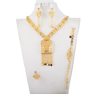 Fashion Women Jewelry Bracelets and Rings Gold Colour Neckls Set Jewellery  Sets Women