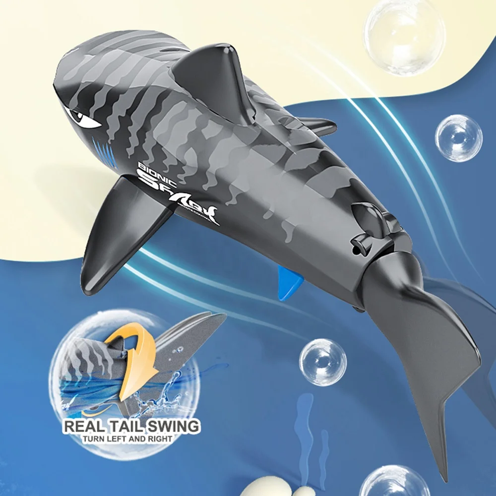 Risingor Jouet de requin télécommandé, 2,4 GHz, simulation de requin, jouet de piscine, bateau de requin électrique, jouet télécommandé, cadeau pour garçons et filles âgés de 5 ans, bleu