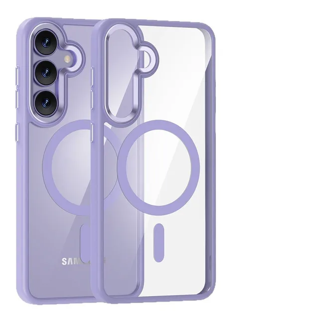 2-in-1 Transparent Shockproof Magnetic Phone Case for Samsung S25 Ultra S24 Plus Cross-Border Compatible Included Phone Grip