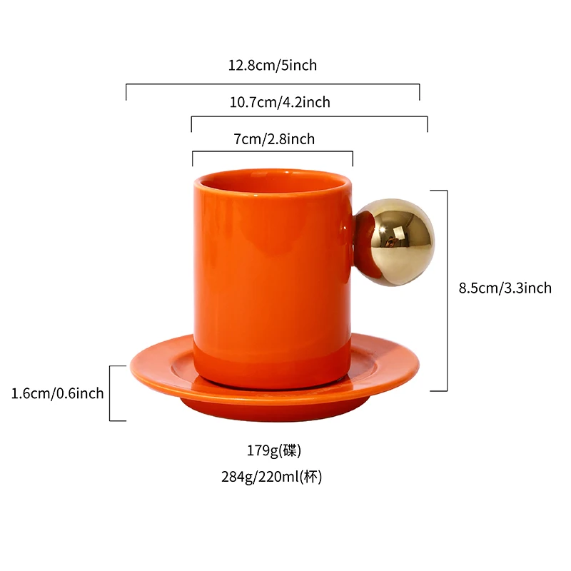 Promotional Eco Ware 220ml Porcelain Coffee Mug Normal Size Cappuccino Espresso Cups Golden Handle Ceramic Cold Safe Camping manufacture