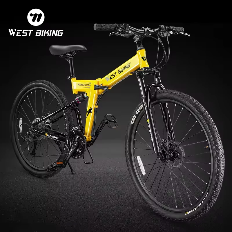 WEST  BIKING新しい可変27スピード折りたたみ式アロイマウンテンバイク27.5インチセルフロック折りたたみ式サイクリングMTB自転車Shimanoシフトキット