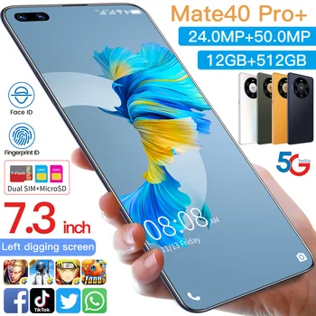 Hot Selling for Huawei Mate 40 Pro+ 12GB+512GB 24MP+64MP Dual Camera Face Unlock Full Display Android 10.0 3G Smart Mobile Phone