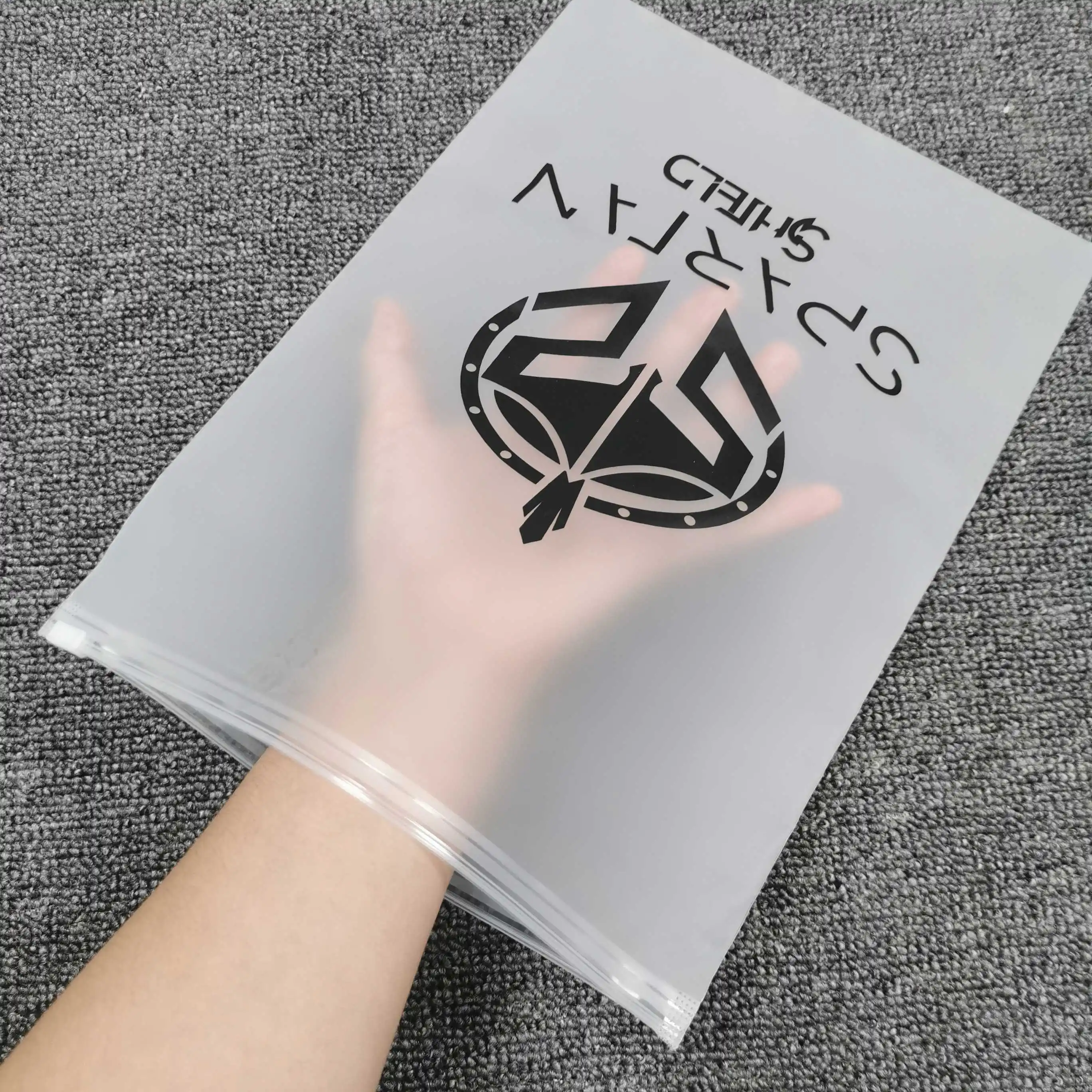High Quality Customized logo Clear Printing Frosted Zipper Lock  Packing Bag for Clothing