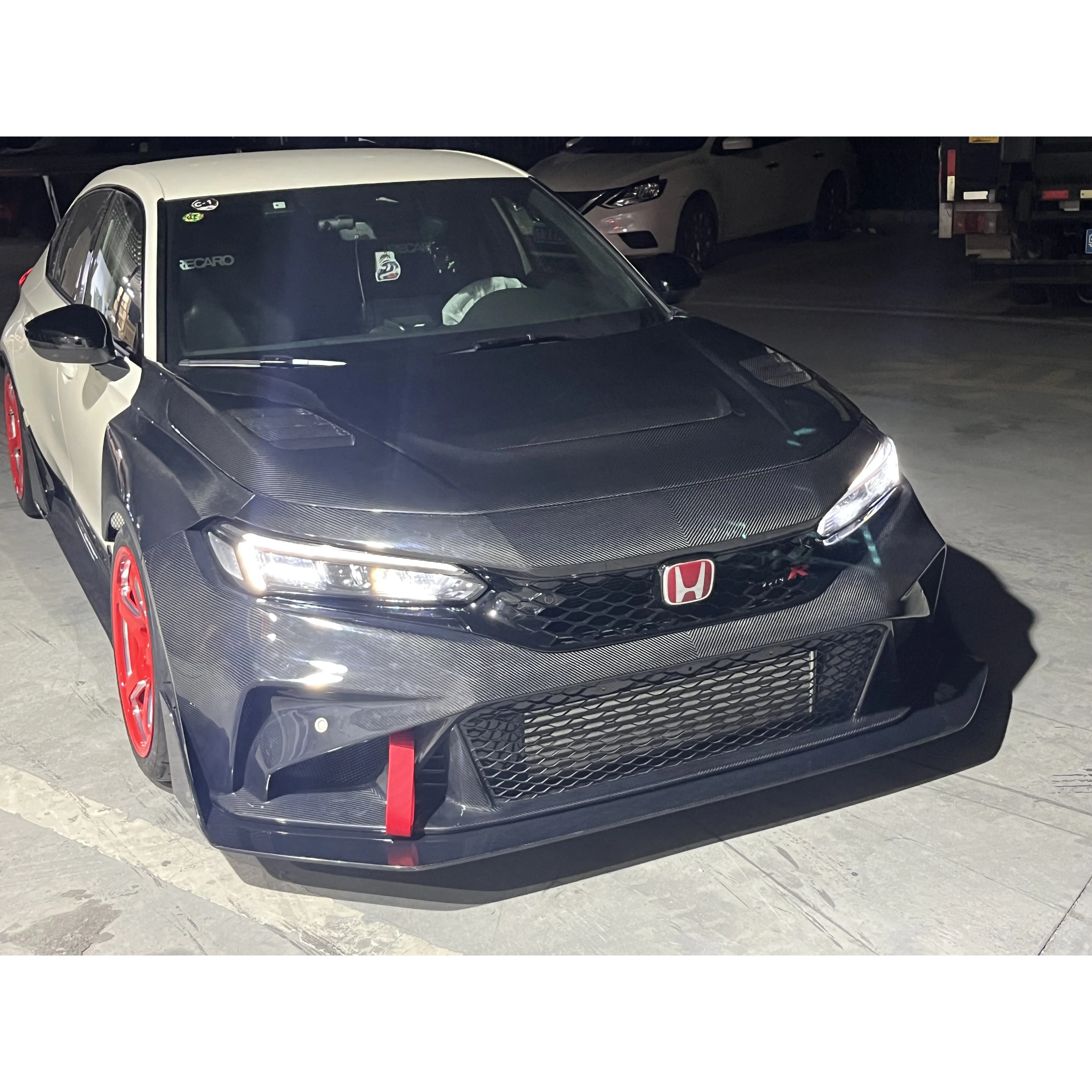 Dry Carbon Fiber Body Kit Front Bumper Front Lip Side Fenders Side Skirts For Honda Civic Type R