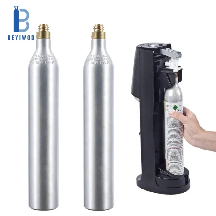 0.45Kg CO2 Isi Ulang Co2 Cartridge Exchange Aluminium Soda Silinder dengan Katup Trist untuk Minuman 60L Mesin Air Soda