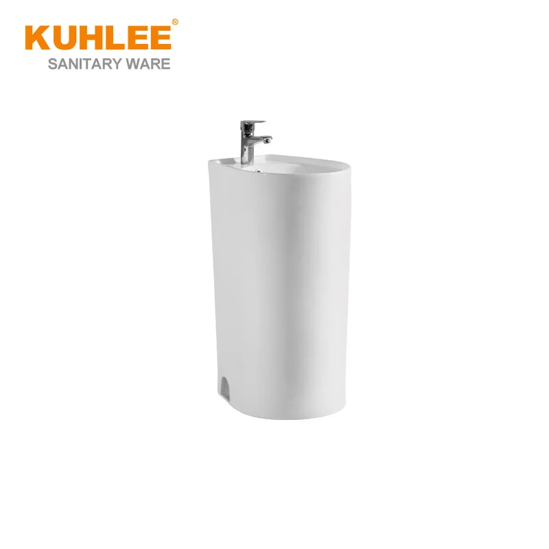 High Quality Floor Mounted Standing Washroom Pedestal Sink Factory Price Customized Hand Wash Basin
