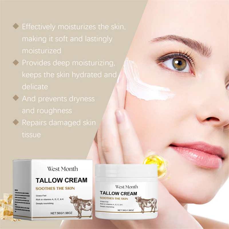 WEST MONTH Beef Tallow Cream Moisturizing Nourishing Dry Dull Skin Fine Lines Treatment Best Chinese Face Cream Skin Cosmetics