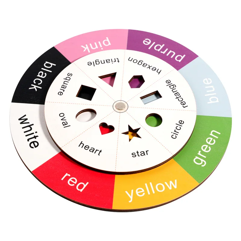 Kinder Frühförderungsspielzeug Farb- und Formenrad kognitives interaktives Spiel Montessori-hölzernes Drehteller-Spiel für Kinder