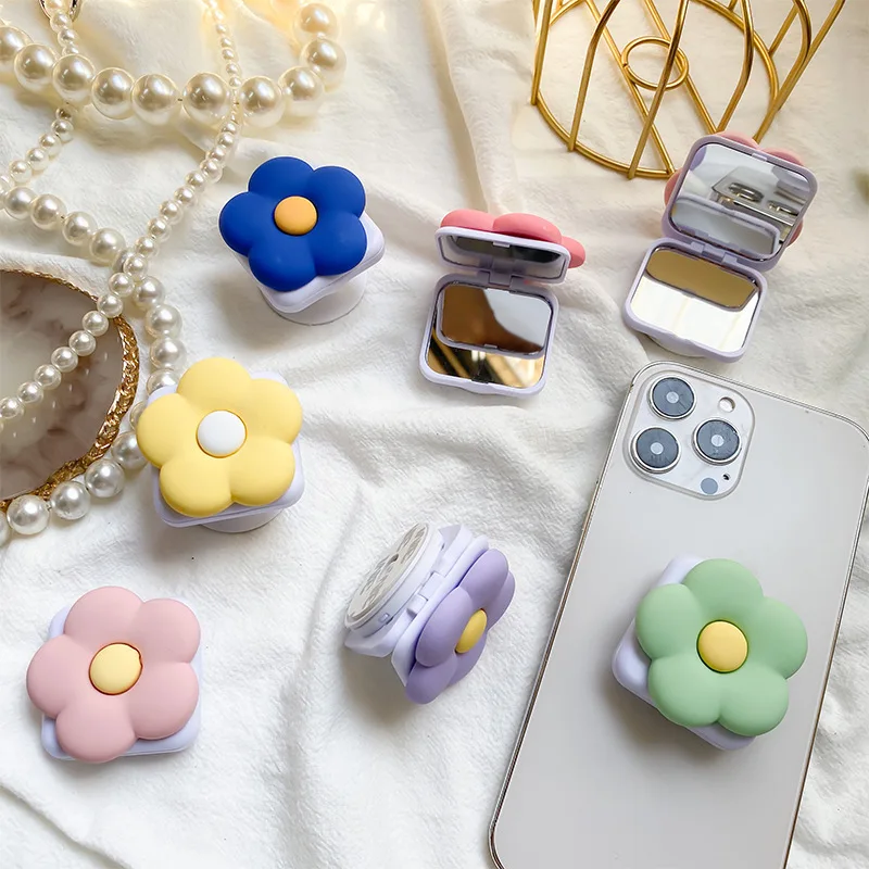 Симпатичная мультяшная силиконовая Цветочная рекламная Подарочная зеркальная розетка для мобильного телефона
