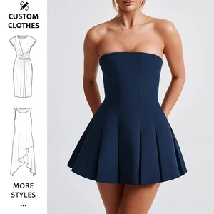 Strapless Short Tube Women Fashion Pleated Mini Dress Latest Fashion Ladies Casual Dresses