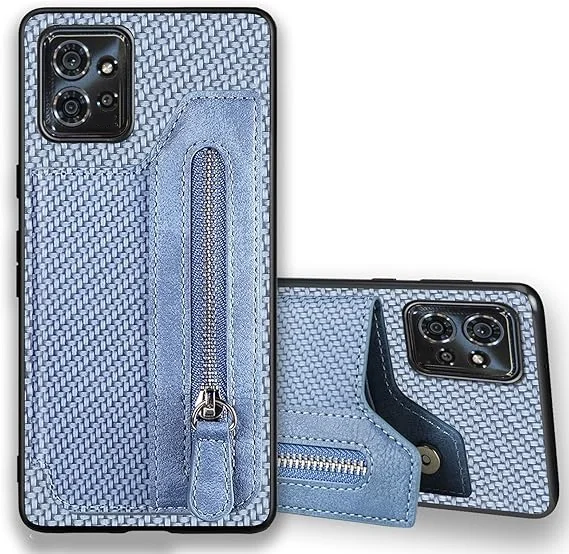 Laudtec Leather Wallet Card Phone Case Luxury Lanyard Wave-Point Pattern Simple Business Cover Skin Friendly Case For Moto G75