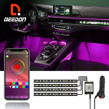 Qeedon RGB Remote car decoration lights interior music sync ace ns atmosphere car led light strip for car