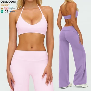 XW-EWX5529 Women High Quality Halter v Neck Workout Solid Color Fitness Gym Clothing Stretchy Breathable Yoga Sports Bra