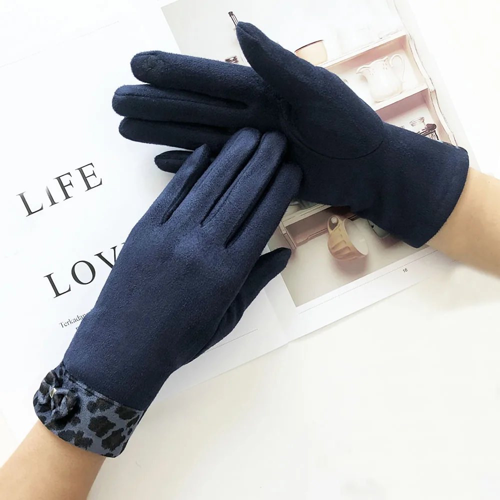 Оптовая продажа женские стильные зимние ветрозащитные бархатные тканевые перчатки для вождения велосипеда