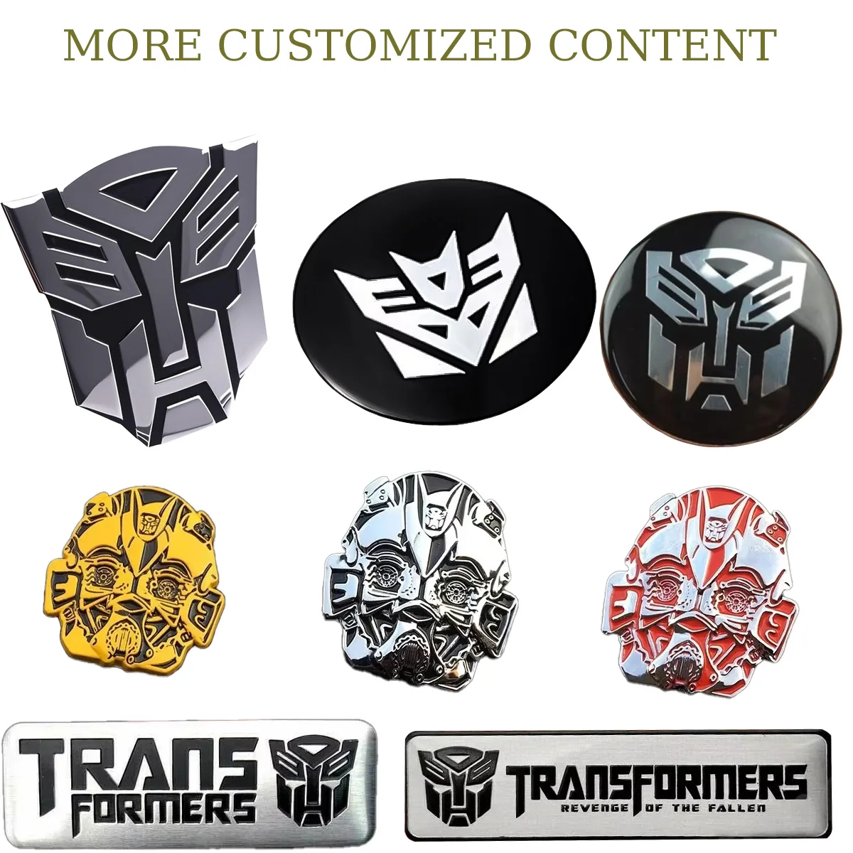 3D Metalized Texture ABS Transformers Autobot Deception Auto Badge Emblem Decal Sticker for All Car Universal  Robot logo