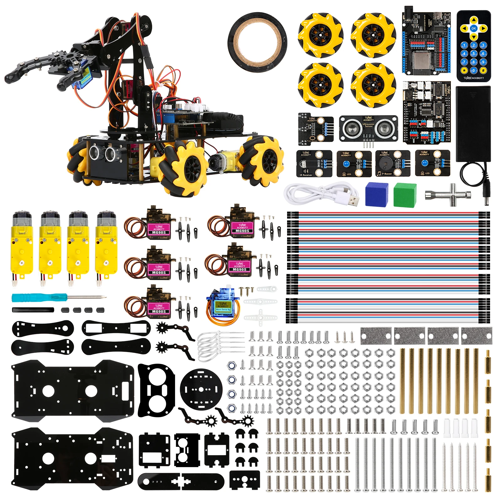 ACEBOTT ESP32 Programmable Robot Arm Car Kit Sensor Encoding Smart Set ...