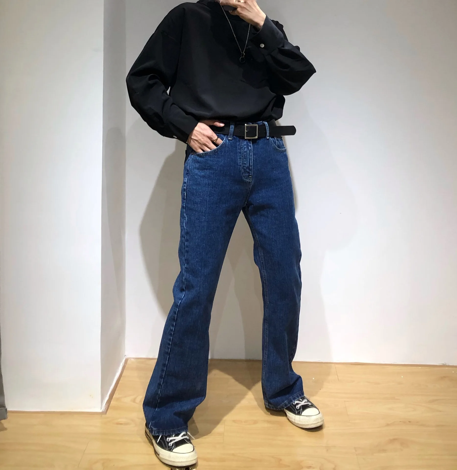 Kcn65-vaqueros Clásicos De Cintura Alta Para Hombre,Jeans De Pierna Ancha  Acampanados,Azul,Para Novio,Venta Al Por Mayor - Buy Vaqueros De Pierna  Ancha,Novio Jeans,Vaqueros Hombre Product on Alibaba.com