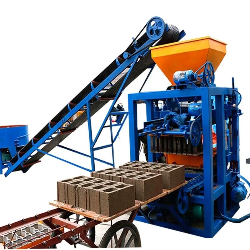 Qt4 24 Máy tạo khối bê tông tro bay bằng tay/ tự động Máy tạo khuôn gạch Xử lý dây chuyền sản xuất