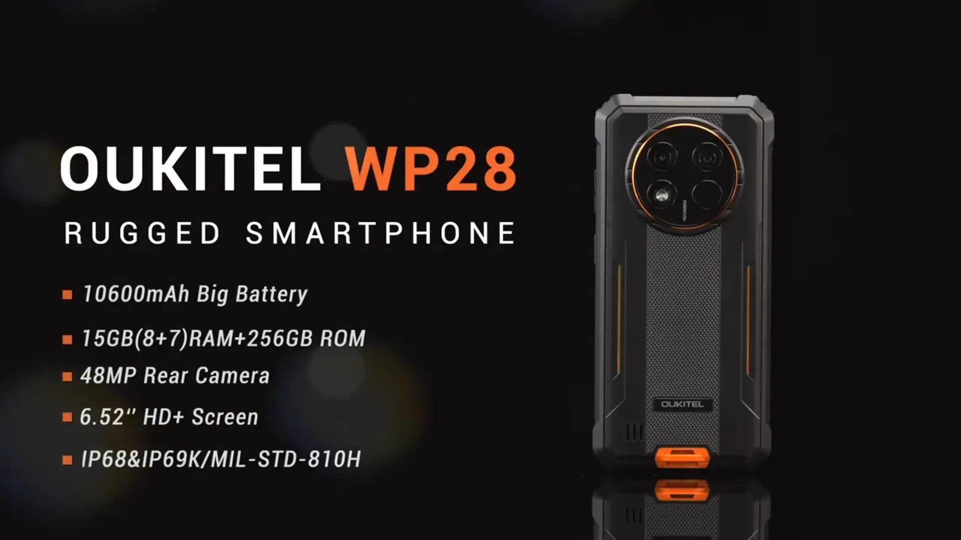 Oukitel WP28 Rugged 6.52'' HD+ 10600mAh 8GB+256GB Android13 48MP Camera