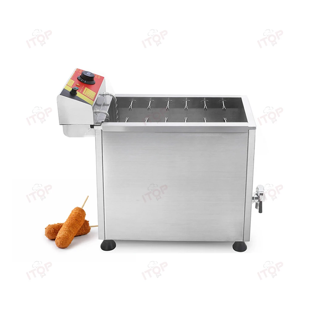 Koalalko Korean Cheese Hot Dog Maker — 12 Hook Deep Fryer, 25L Stainless Steel, 110V 1800W, Commercial Corn Dog Machine