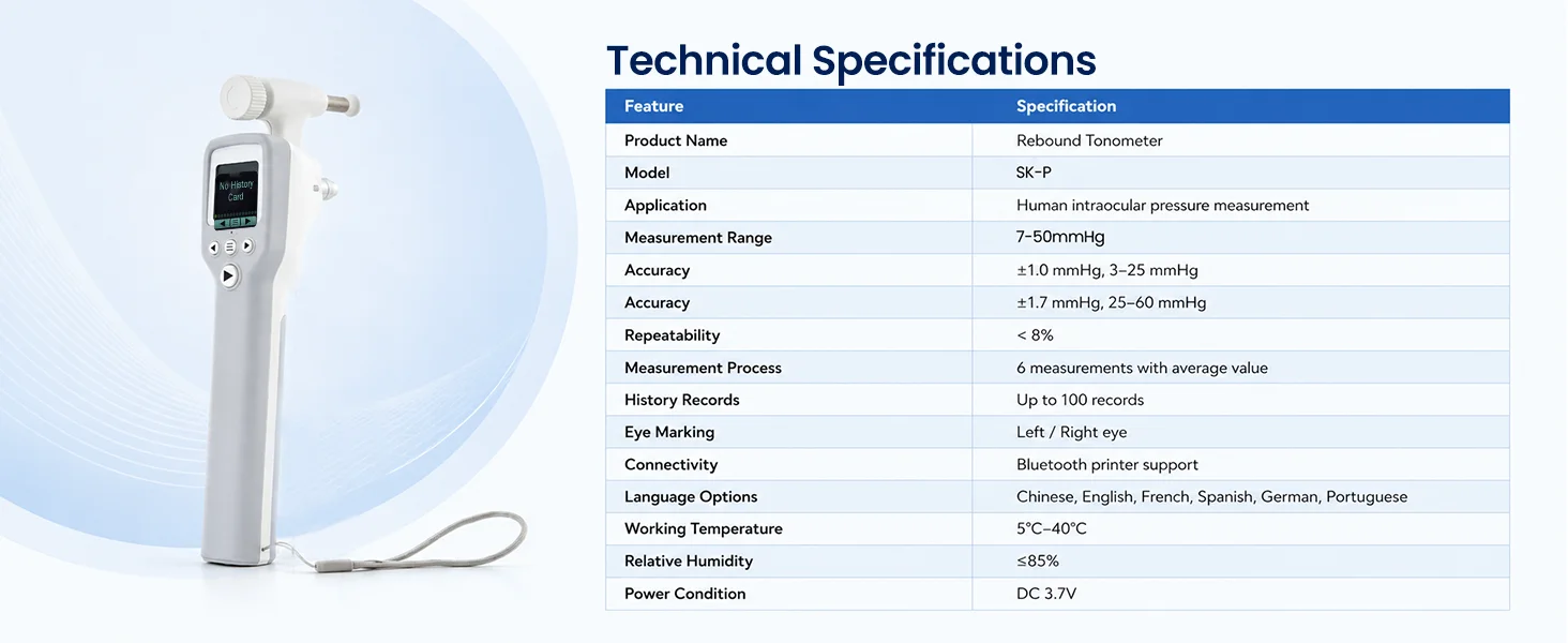 Ophthalmic Tono Meter SK-P Optical Equipment High Quality Pets Human Eye Examination Portable Rebound Tonometro