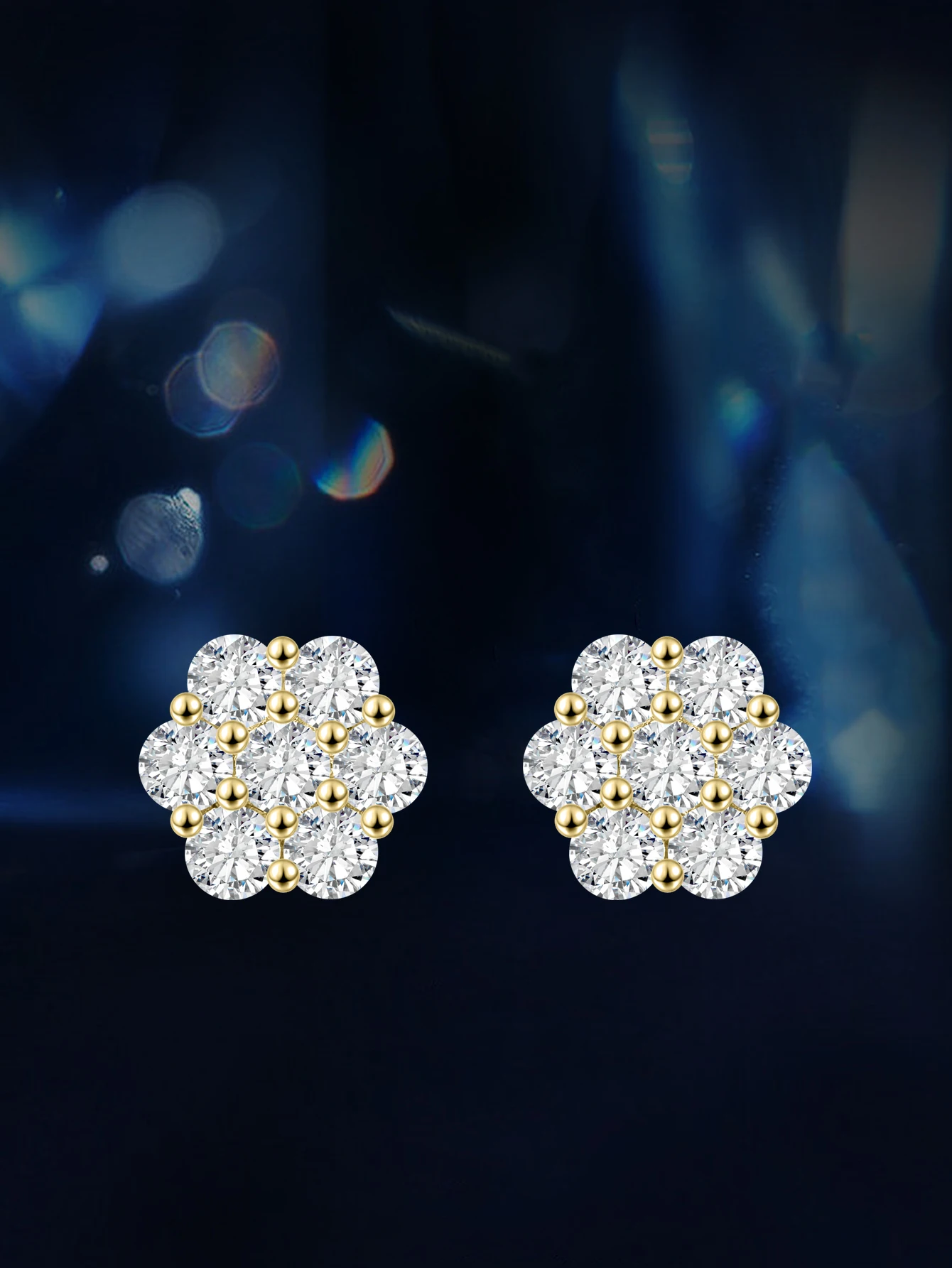 Orecchini a lobo fiore in argento 925 con moissanite per uomo_voghion.com