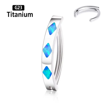 G23 Titanium Piercing Opal 14G Belly Button Ring Reverse Curved Navel 10/12mm Bar Length Barbell Body Piercing Jewelry Earrings