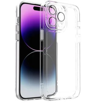 Transparent Hard Clear Acrylic Mobile Phone Case With Built-in Lens Film Integrated and Dust Net