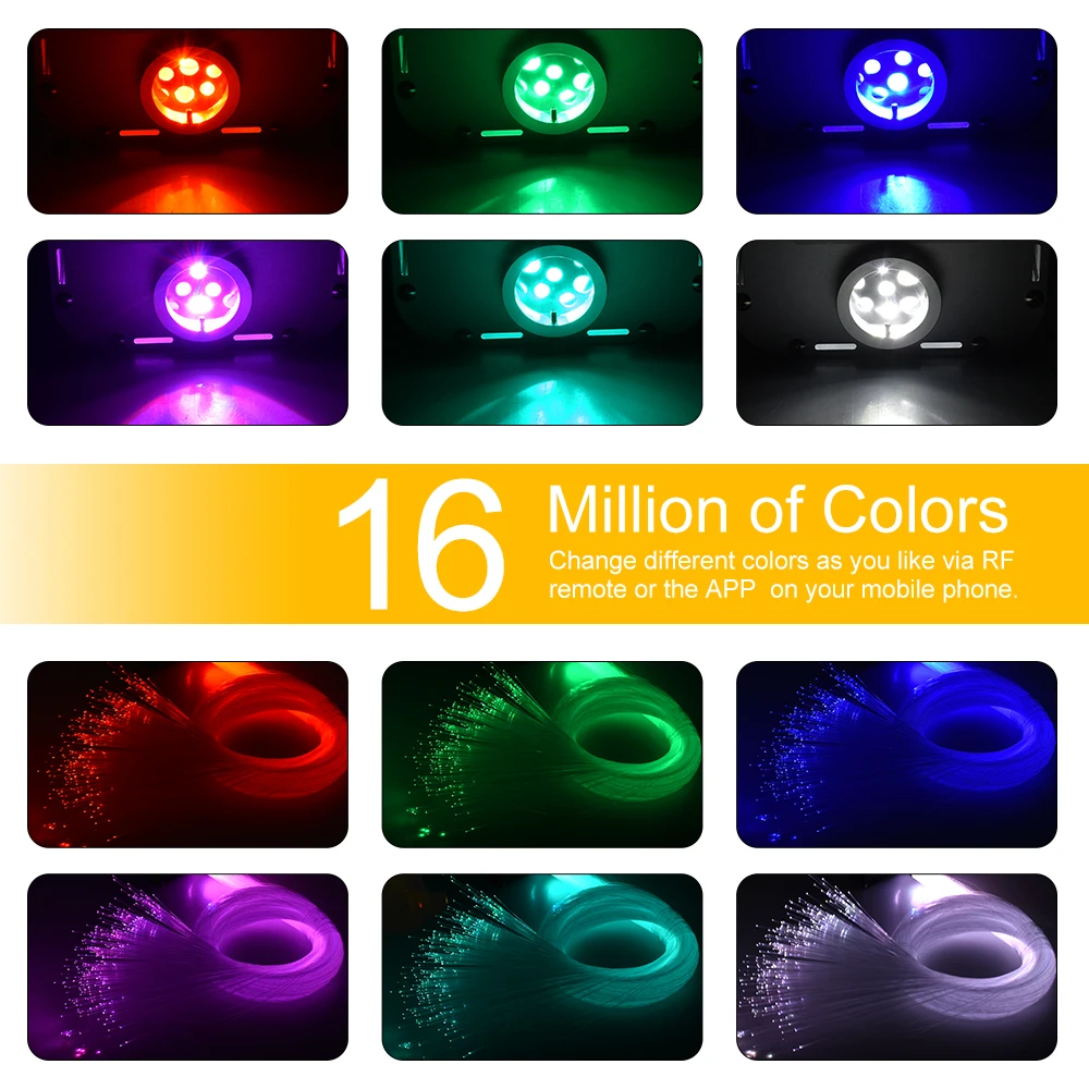 Fiber Optic Light Bluetooth App Control 16W RGBW Ceiling Stars Lights with Shooting Meteor Effect