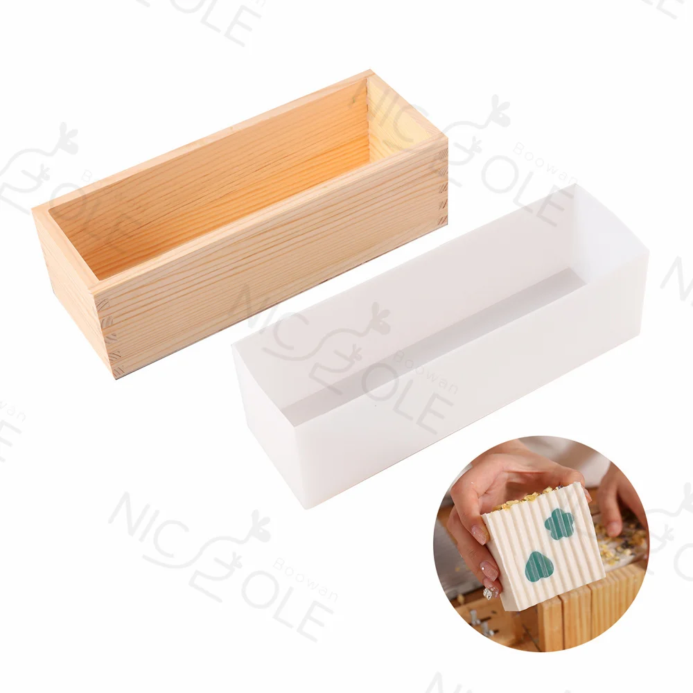 Boowan Nicole Silicone Liners For Soap With Wooden Box Diy Loaf Soap