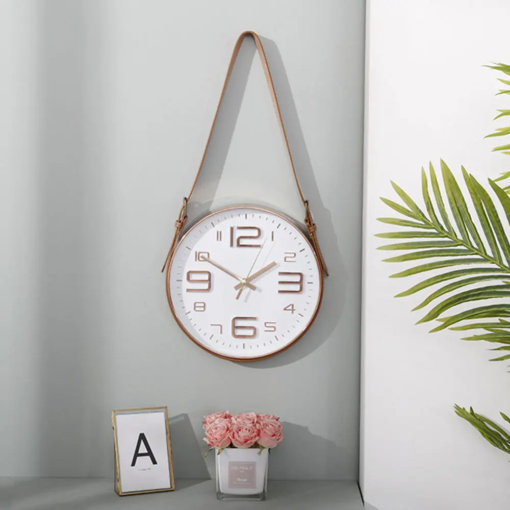 Современные кожаные настенные часы на заказ держатель для ремня будильник из стекла творчества домашний декор