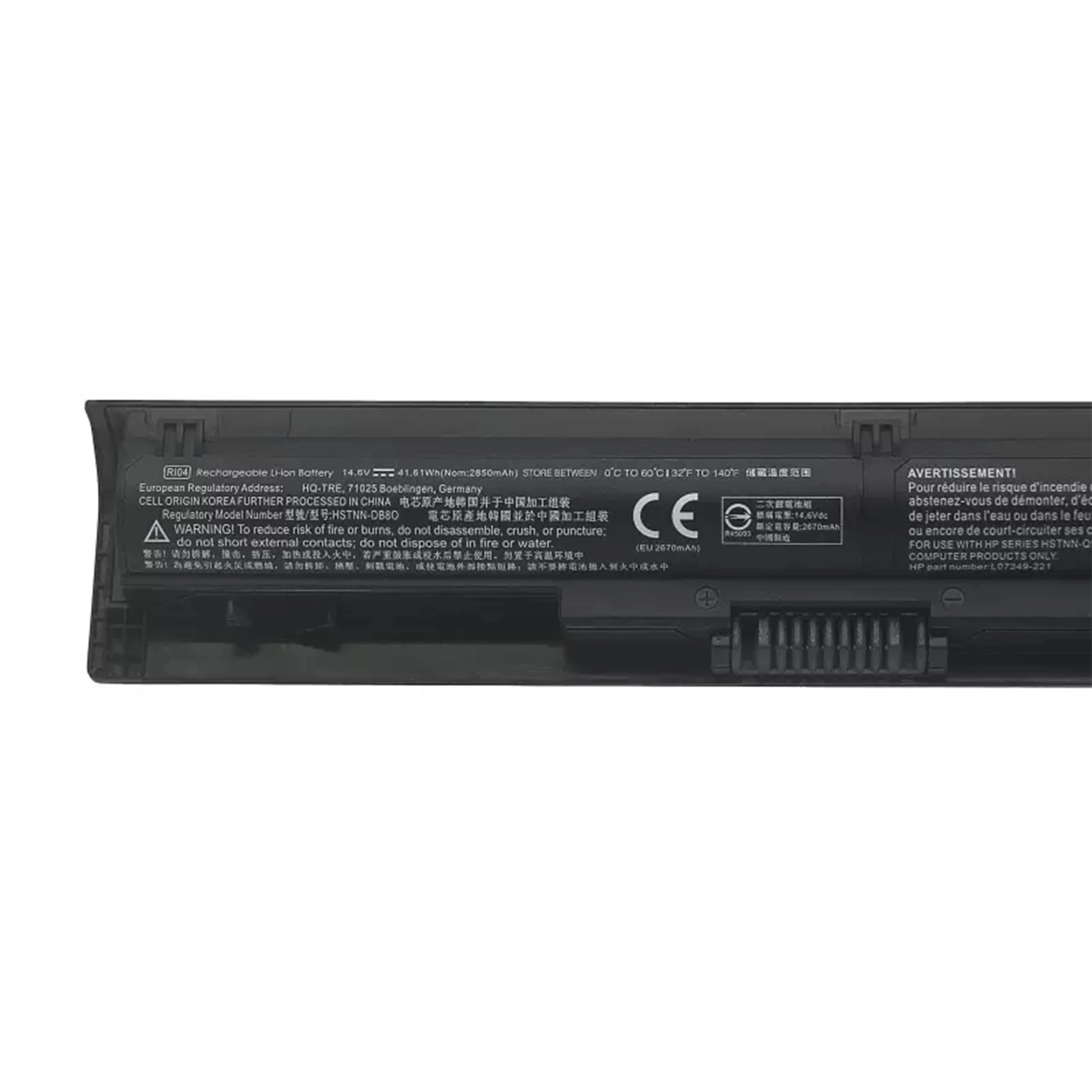 RI04 Rechargeable Lithium-ion Laptop Battery for HP ProBook 450 455 470 G3 Series Compatible HSTNN-PB6Q HSTNN-DB7B Q97C Q94C